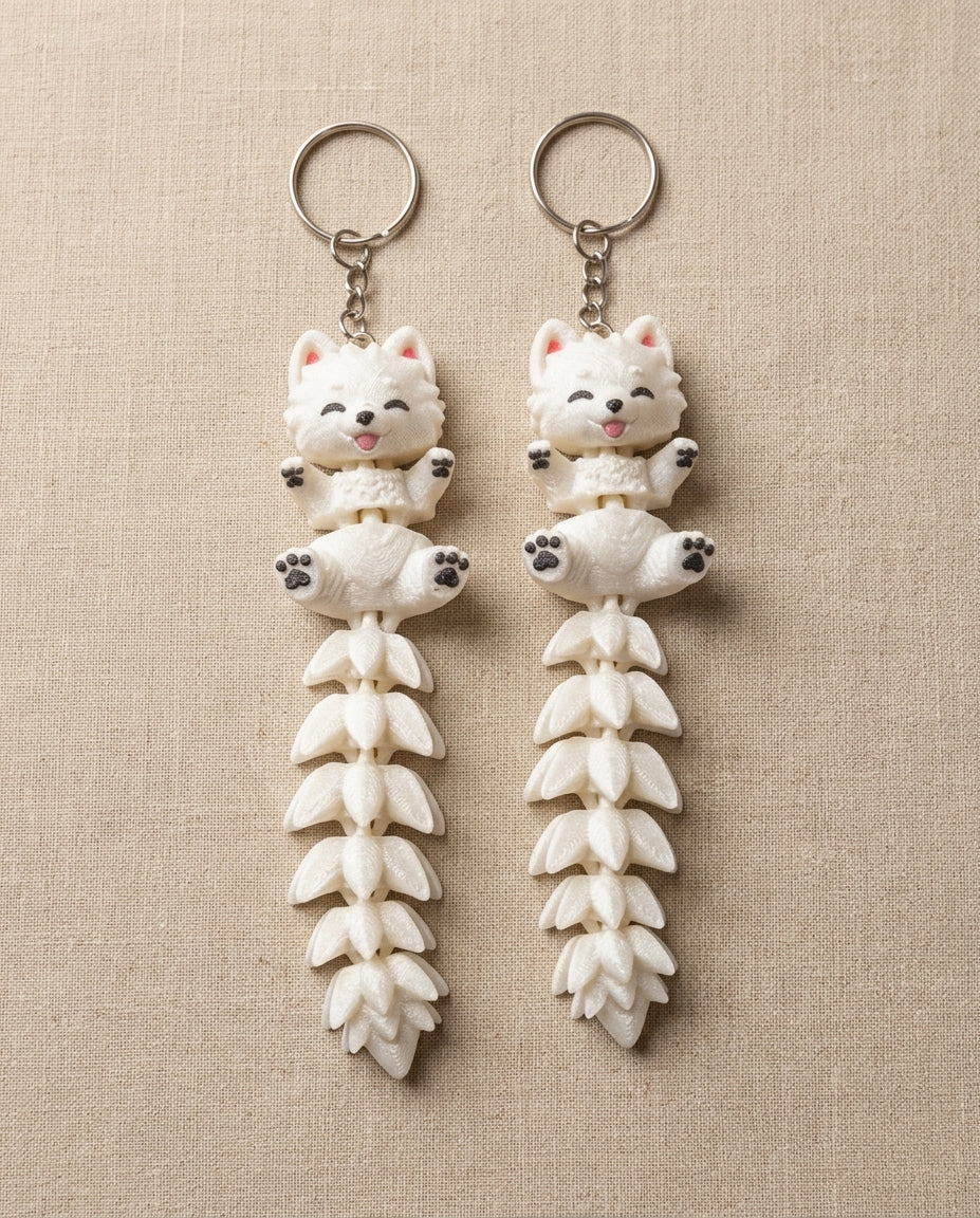 Witte wolf sleutelhanger